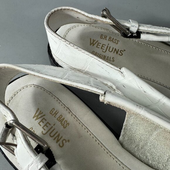 G.H. Bass & Co. Womens Whitney White Croco Emboss Loafers Shoes Size 10 M - Picture 13 of 14